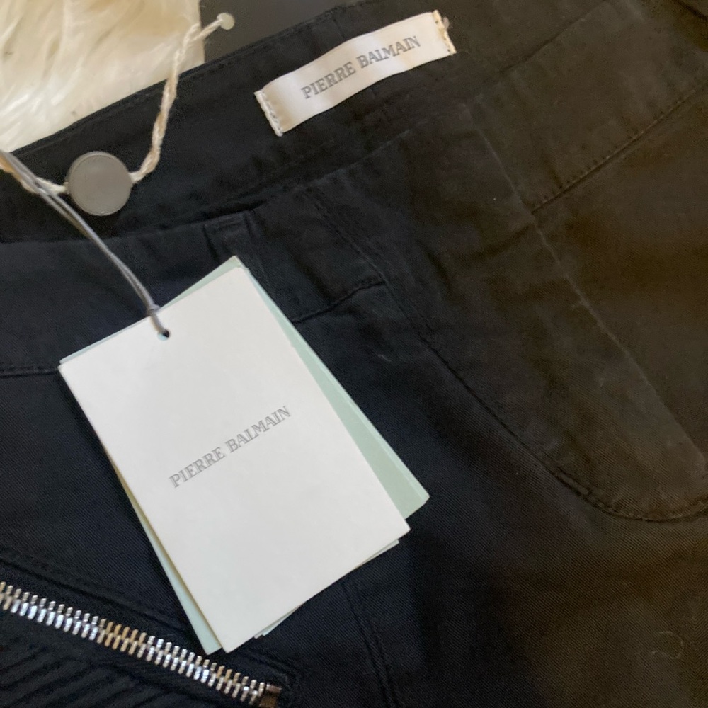 Pierre Balmain Women's Black Motorcycle Skinny Jeans